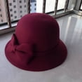 thumbnail image 3 of TELOLY Winter Hats for Women,Vintage Style Fedora Hats for Women,Classic Fisherman Hat Design Womens Winter Hat,WineRed, 3 of 6