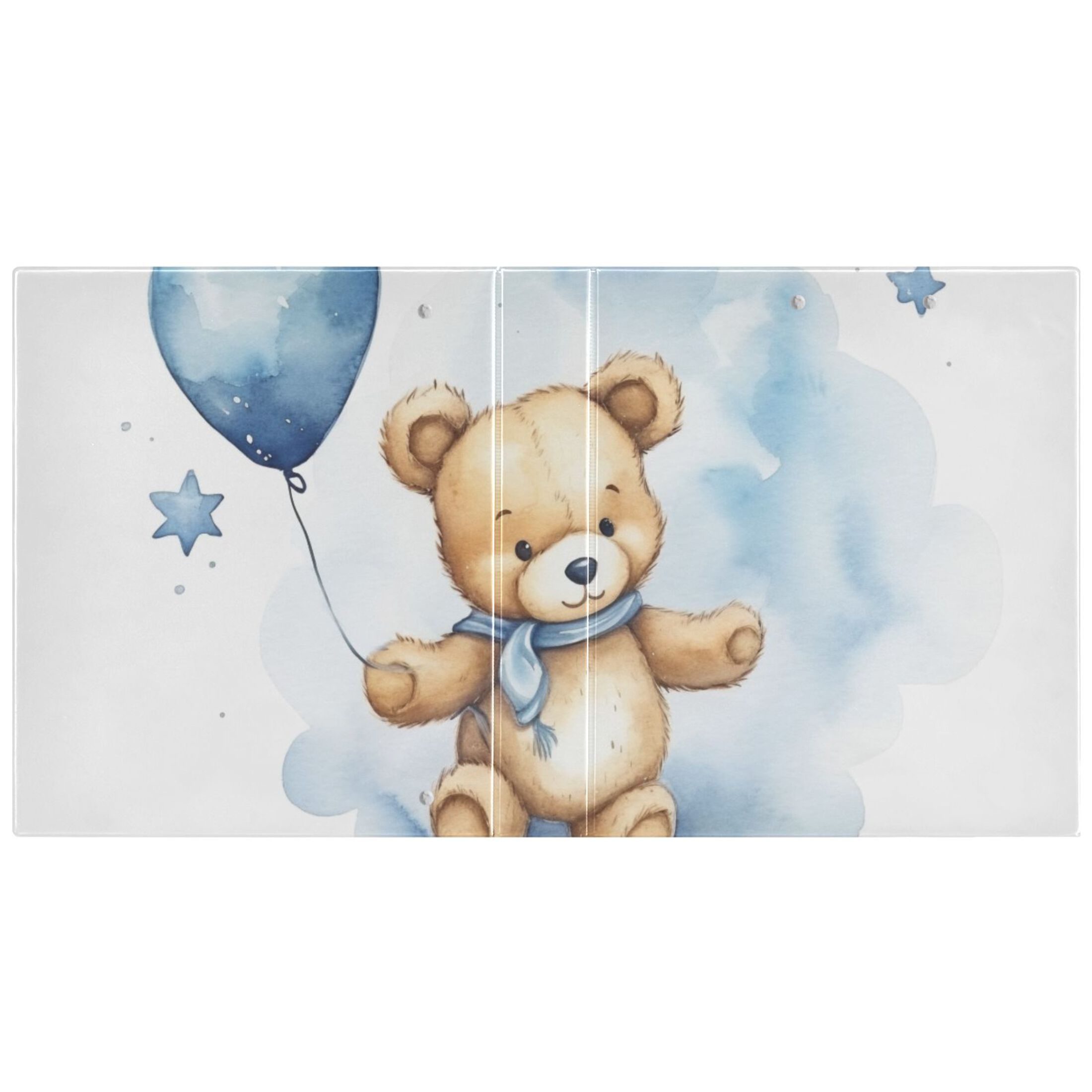 Bear Balloon and Stars 3 Ring Binders 1.5 inch Hardcover File Folders with Interior Pockets A4 Size Organizer for School Office Hospital