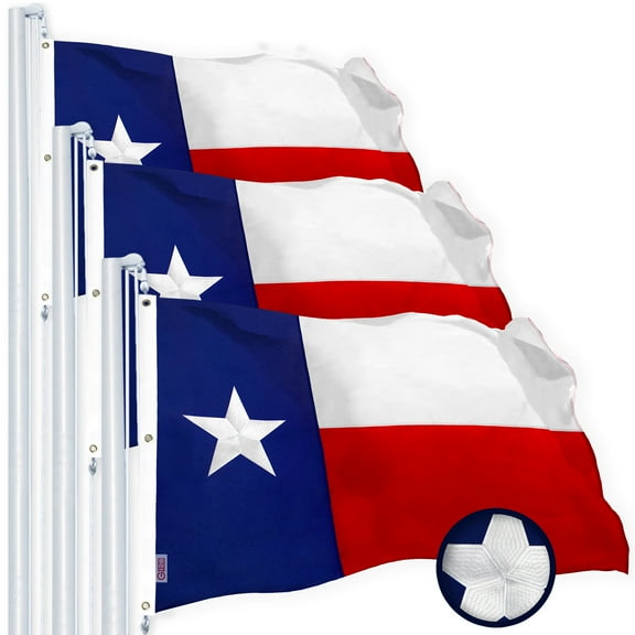 G128 Texas State Flag 6x10 FT 3-Pack Embroidered Stars Sewn Stripes Heavy Duty 220GSM Tough Spun Polyester Quality with Brass Grommets