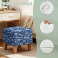 thumbnail image 7 of SCRAWLGOD Floral Print White Blue Footstool Cover, Stretch Square Ottoman Covers Soft Storage Footrest Stool Cover Footstool Protection for Living Room, 7 of 7