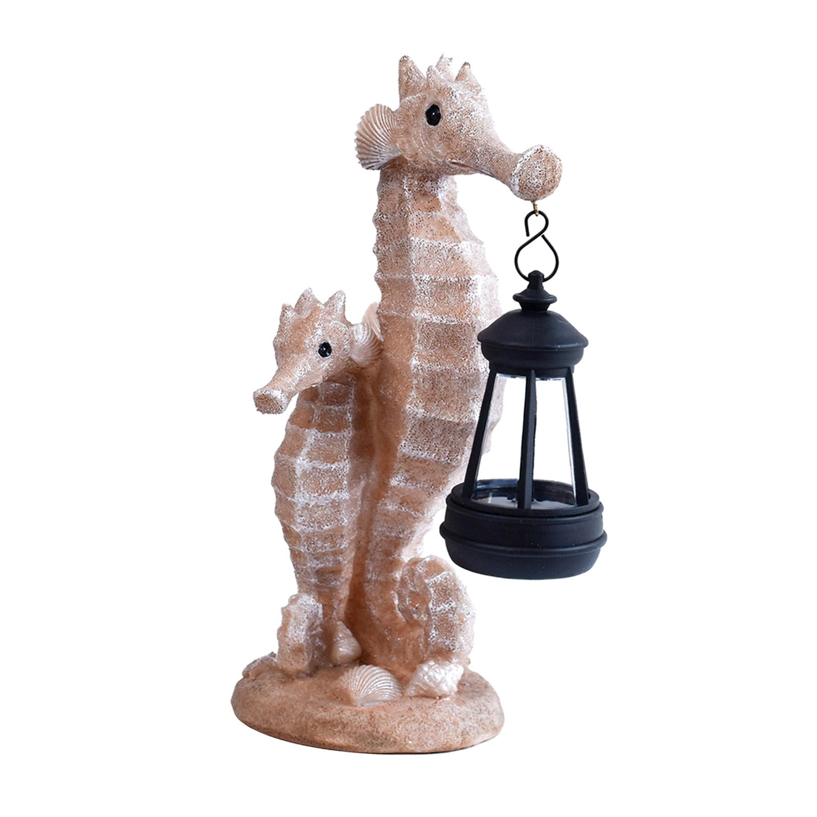 koolsoo Solar Powered Light Ornaments, Seahorse Sculpture, Solar Lantern, Cute Garden Statue, Resin Figurine for Gardening, Outdoor Gift, Gift in