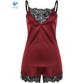 thumbnail image 5 of Deago Women's Lace Sleepwear Set Satin Cami Pajama Set Sexy Lingerie Babydoll Nightgown Shorts Set Nightwear M-XXL, 5 of 6