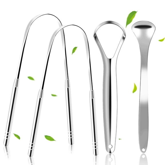 4 Pcs Tongue Scraper Stainless Steel Toungescrapper Tongue Cleaner Scraper for Adults and Metal Tongue scrapers for Fresh Breath and Clean Mouth Reduce Bad Breath Maintain Oral Hygiene