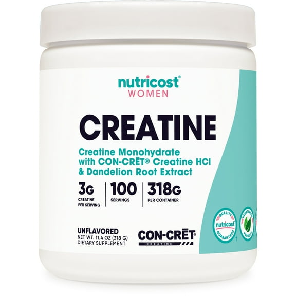 Nutricost Creatine Monohydrate Powder for Women Unflavored Supplement, 100 Servings