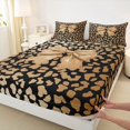 thumbnail image 5 of Homewish Cute Bowtie Bed Sheets for Girls, Black Gold Cheetah Print Full Size Sheets, 4 Pieces (1 Flat Sheet, 1 Fitted Sheet and 2 Pillowcases), 5 of 6