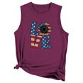 thumbnail image 2 of Usmixi Womens Tank Tops Love Letter Print Round Neck Sleeveless Shirts 4th July Independence Day Plus Size Breathable Vest Blouses Purple S, 2 of 3