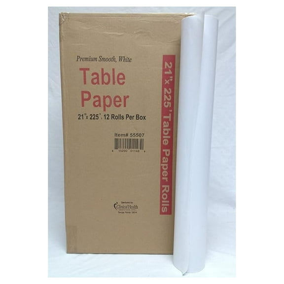 Exam Table Paper Rolls - 21x225ft Smooth White - 12 Rolls/Case - Medical Bed Paper - Professional Treatment Table Paper - Clinic, Spa, Tattoo
