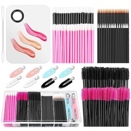 Disposable Makeup Applicators Kit, SE33 Shynek Makeup Mixing Tray with Disposable Makeup Accessories Tools for Makeup Artist Mascara Wands, Lip Applicators, Hair Clips with Organizer Box
