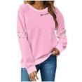thumbnail image 2 of HOMBOM Graphic Sweatshirt for Women Crew Neck Pullover Solf Cute Christmas Long Sleeve Womens Tops Pink, 2 of 4