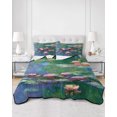 thumbnail image 2 of Full Size Quilt Bedding Set, Pink Purple Lotus Reversible Summer Quilt 3 Pieces, Rustic Botanical Blossom Floral Plants Lightweight Bedspreads Coverlets with 2 Pillow Shams for All Seasons, 2 of 5