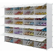 Ktaxon 32 Cubes 64 Pairs Modular Plastic Shoe Storage Cabinet Boxes Expandable 8 Tiers Shoe Rack Shelf Tower Stand Shoe Storage Organizer for Hallway Bedroom Closet Entryway White