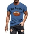 thumbnail image 2 of ZunFeo Mens Vintage Football Graphic Tee Gothic Los Angeles Font T-Shirt Retro Streetwear Stretchy Blue,Size 2XL, 2 of 5