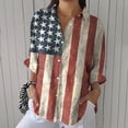 thumbnail image 1 of YLHFASHION Chemise à Imprimé Drapeau Américain Rétro pour Femmes pour la Fête de l'Indépendance, Impression Artistique, Chemise Décontractée à Col en V, Articles en Liquidation, Chemises pour Femmes, 1 of 5