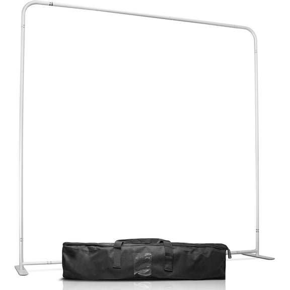 Anley 7.5x7.5 FT Backdrop Stand - Premium Reinforced Aluminum Alloy Frame for Stability - Heavy Duty Background Support with Carry Bag for Photo Studio, Green Screen, Event, Banner, Party Use