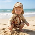 thumbnail image 5 of SONXAHE Baby UPF 50 One Piece Rash Guard Western Print Swimwear with Sun Hat For Kids, 5 of 7