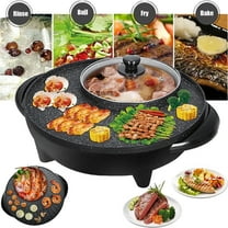 Electric Hot Pot and Grill Combo, 110V Hot Pot with Grill 2-in-1, Multifunctional Smokeless Korean Barbecue Grill, Capacity for 3-5 People, Suitable for Korean BBQ, Shabu and Soup