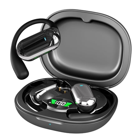 VTIN Bluetooth 5.4 OWS Open-Ear Earphones, 14.2mm Composite Film Speaker, Touch Control Non-In-Ear Sports Earhooks, 7-8H Playtime 45mAh/500mAh USB-C Rechargeable Auto On/Off Wireless Headphones