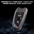 thumbnail image 5 of Xotic Tech M-Colored Stripe Gunmetal Grey Metal Key Fob Cover Shell Case w/Keychain, Compatible with BMW X3 X5 3 4 5 6 7 GT Series Z4 M3 M5 G05 G20 G30 G80 F10 F15 F30 F80 F85 F95 iX i4 (Blade Shape), 5 of 9