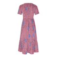thumbnail image 3 of QJUHUNG Robe Midi à Manches Courtes Imprimée Florale Hawaïenne pour Femmes Robe Fluide avec Poches Tenue de Plage Ample, 3 of 4