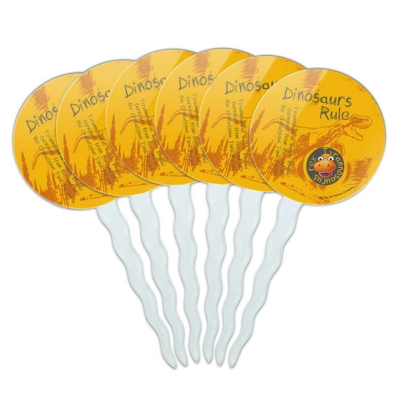 Dinosaurs Rule T-Rex Dinosaur Train Cupcake Picks Toppers Decoration Set of 6