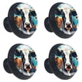 thumbnail image 2 of 4 Pcs Cartoon Cow Knobs for Kitchen Cabinet Cupboard Dresser Bookcase Drawer Pulls Handles Round Home Decor, 2 of 8