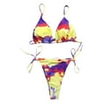 thumbnail image 3 of HGYCPP Women Sexy Micro Brazilian Bikini Set Tie-Dye Cinched String Triangle Swimsuit Halter Bra Side Tie Thong Bathing Suit, 3 of 16