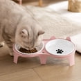 thumbnail image 4 of Ceramic Tilted Double Bowl Set Cat Food Water Bowl Raised Neck Support Removable for Cats Flat Faced Dogs Indoor Feeding Dish Pet, 4 of 7