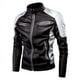 thumbnail image 5 of Chaqueta de cuero con cuello de color Chaqueta de moto Chaqueta de cuero fina informal de primavera y otoño para hombre, 5 of 6
