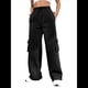 thumbnail image 3 of Pantalones Deportivos Cargo para Mujer, Holgados, de Forro , de Pierna , Elásticos, de Cintura Alta, Informales, para Senderismo, para Otoño. Negro S, 3 of 8