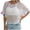 White, variant on Women's Crochet Eyelet Batwing Sleeve Top Casual Knit Blouse with Colorful Floral Applique