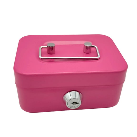 Weloille Small Cash Box with Key Lock, Portable Metal Money Box for Kids Toys Cute to Handle (4.53x3.78x2.28inch)