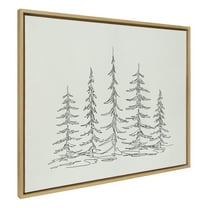 Kate and Laurel Sylvie Minimalist Evergreen Trees Sketch Framed Canvas Wall Art by The Creative Bunch Studio, 31.5x41.5 Natural, Modern Minimal Tree Line Wall Art