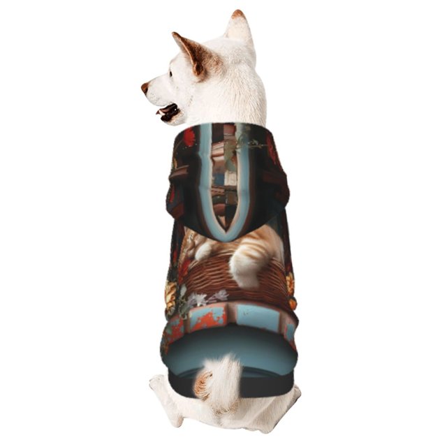 Fotbe Cat Asleep Among Flowers Sudadera con Estampado para Perros Pequeños – Suéter con Capucha para Mascotas, Tela Suave de Forro Polar con Bolsillo-XX-Large