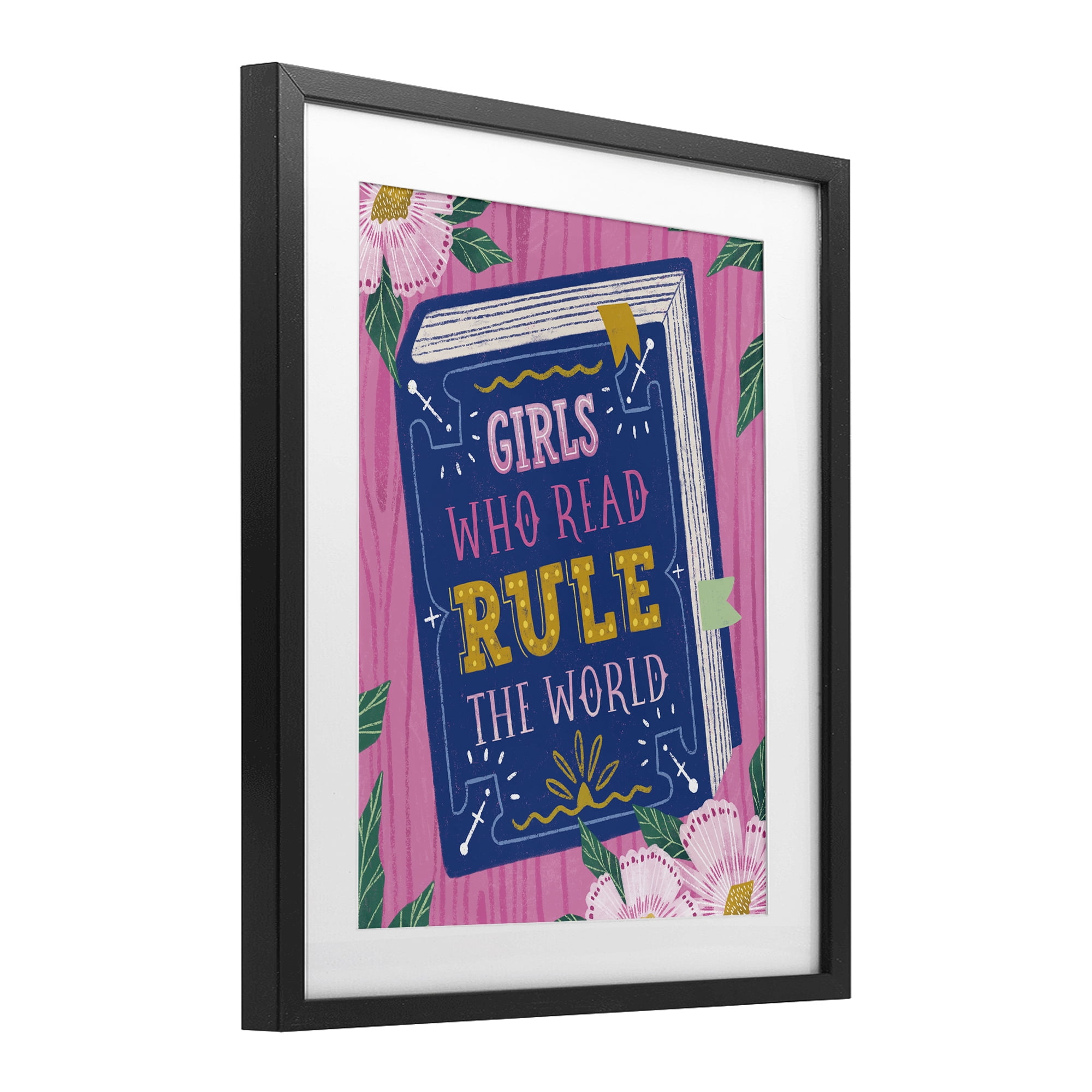 Stupell Industries Girls Who Read Inspirational Black Framed Print Under Glass, design by Vanessa Stoilova