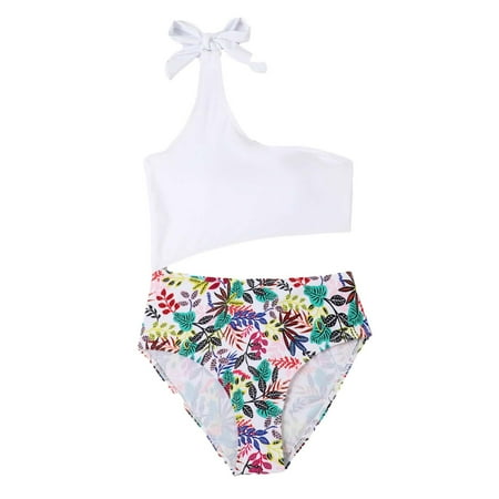 JINMIC Toddler Baby Girl One Shoulder Bikini Set High Waist Bottom Swimsuit Matching Family Bathing Suits Kids Swimsuits