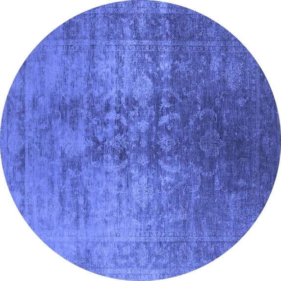 Ahgly Company Indoor Round Oriental Blue Industrial Area Rugs, 7' Round