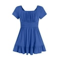 thumbnail image 5 of gdxvjhbj Robe d'Été pour Filles Robes d'Été à Bretelles pour Filles Fluide à Étages Froncée Smockée au Dos Décontractée de Plage Taille 12-13 (Bleu, 12-13 Ans), 5 of 5