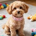 thumbnail image 4 of Pink Rhinestone Flower Dog Collar, Sparkly PU Leather Pet Necklace with Adjustable Buckle, for Small & Medium Dogs and Cats(Pink,M), 4 of 5