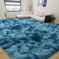 thumbnail image 2 of Janvonne 9x12 Fluffy Shag Area Rug,Tie-dye Peacock Blue Ultra Soft Plush Fuzzy Shaggy Carpet for Living Room Bedroom, Non-Slip Floor Rug for Kids Girls Room Nursery, Cozy Indoor Home Decor, 2 of 8