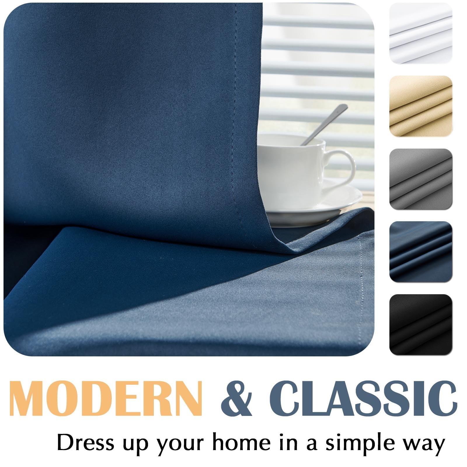 Curtainking Thermal Insulated Blackout Curtains Grommet Curtains for Bedroom 2 Panels, 40x54 inch, Navy Blue