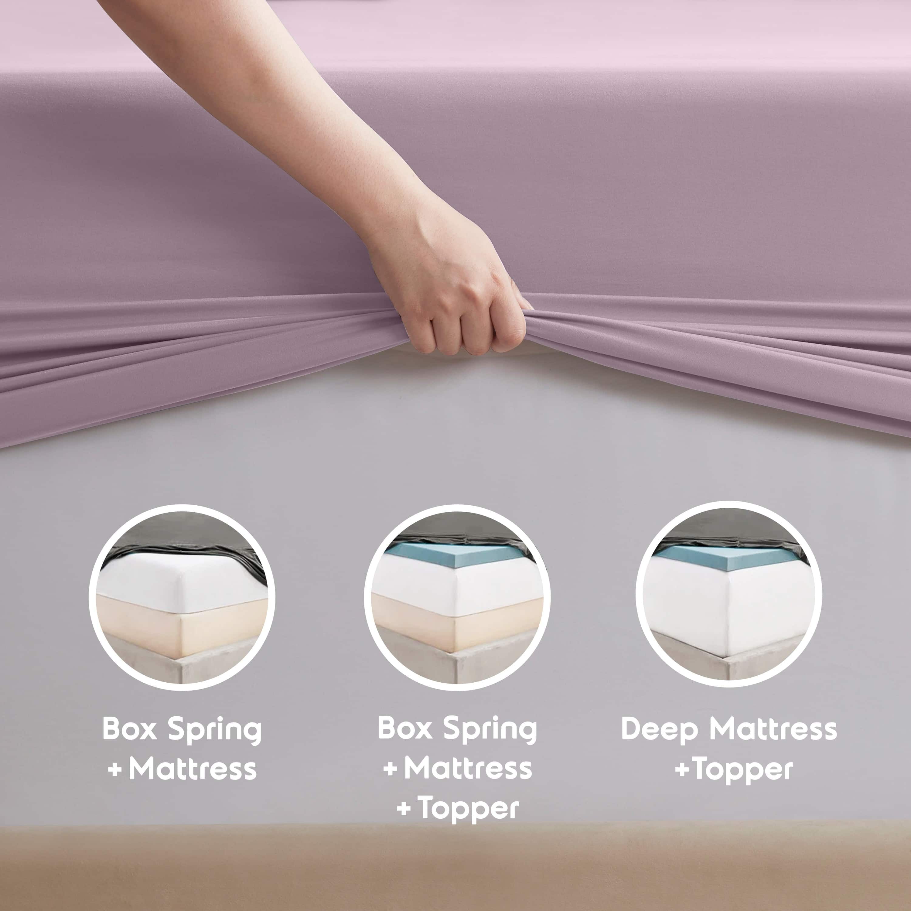 Lammaloe Split King Sheets Set, Hotel Style Deep Pocket 5 Piece Bed Sheets, Luxury Soft Microfiber Sheet Sets, Dusty Purple