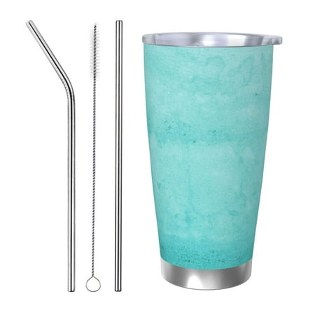 

KLL Blue And Turquoise Print 40oz Stainless Steel Insulated Car Cup with Spillproof Lid - Keep Your Drink Hot or Cold on the Go-Straw Three-piece Set