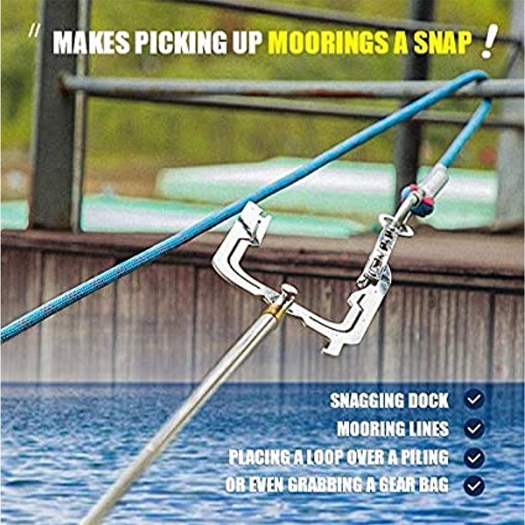 Amberfor Boat Hook Easy Long-Distance Threader Multi-Purpose Dock Hook for Your Home and Outdoor Boat Hook Pole for Docking telescoping Moor Boat Puller Tie Rope Hook Tool