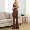 thumbnail image 4 of Women's Halter V Neck Backless Flare Leg Jumpsuit Sexy Bodycon One Piece Outfit, 4 of 6