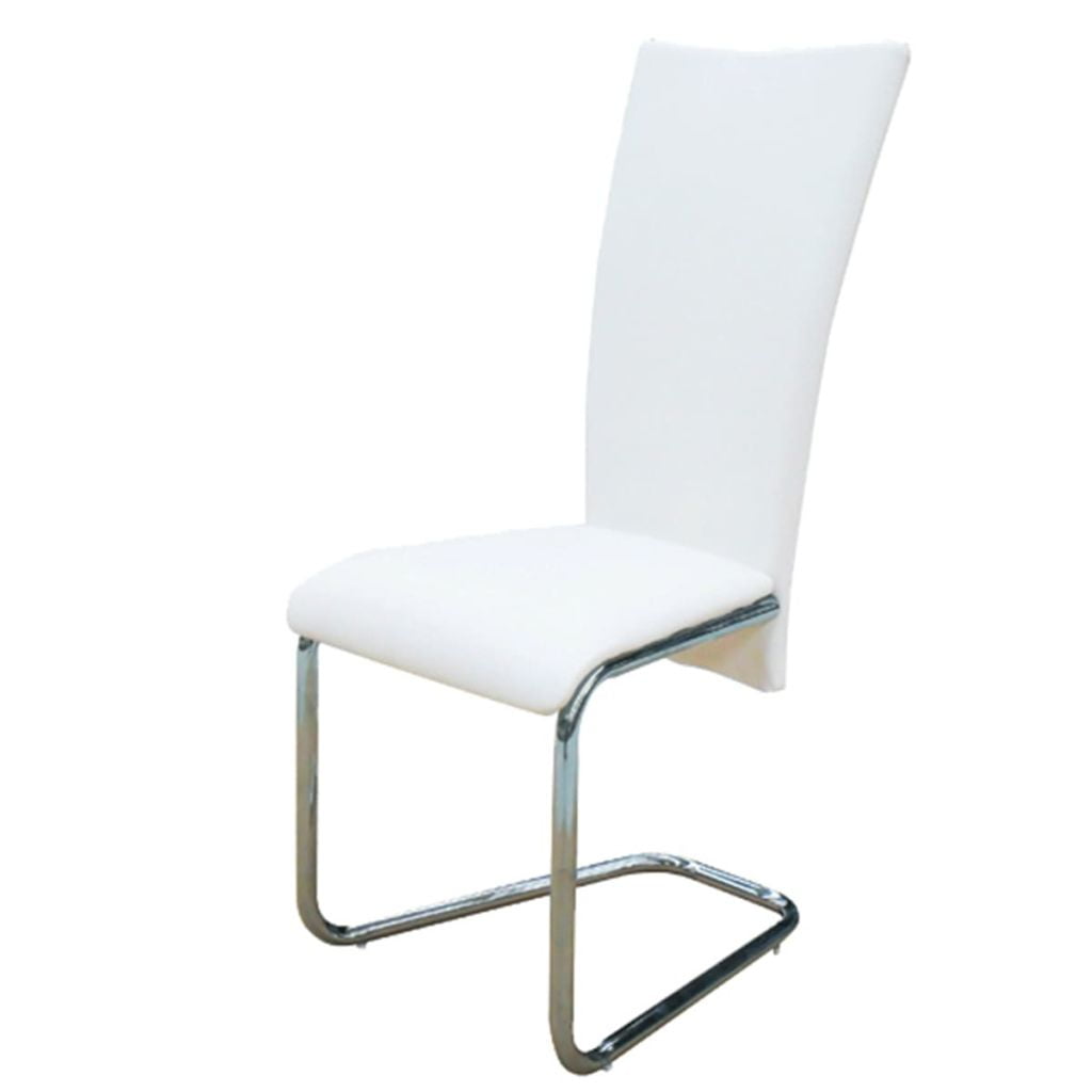 Kepooman Modern Faux Leather Kitchen Chair with Cutout Back, Set of 4, White Kepooman Modern Faux Leather Kitchen Chair with Cutout Back, Set of 4, White