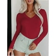 thumbnail image 4 of Long Sleeve Shirts for Women V Neck Basics Tops Lightweight Base Layer Slim Fit Top Undershirts, 4 of 6