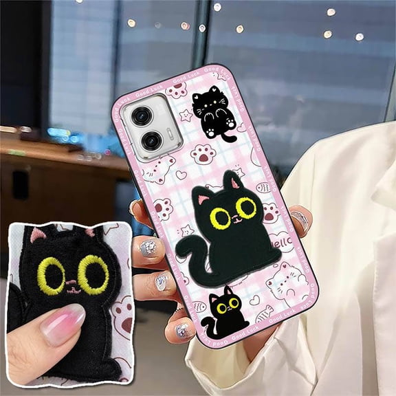 LYM-Phone Case For MOTO G 5G 2023, three-dimensional Dirt-resistant Durable Anti-dust Cloth Patch Anti-knock TPU Embroidery Shockproof Plush Silicone Protective Cute Cartoon Phone Pouch