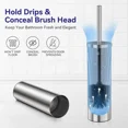 thumbnail image 3 of Extended Handle Splash Proof Toilet Brush And Plunger Set Stainless Steel For Bathroom RV Clean, 3 of 11