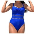 thumbnail image 3 of Dycnvjo Women'S Hollow Out Tummy Control Strap Back Bikini Set Bathing Swimsuits Royal Blue XL, 3 of 9