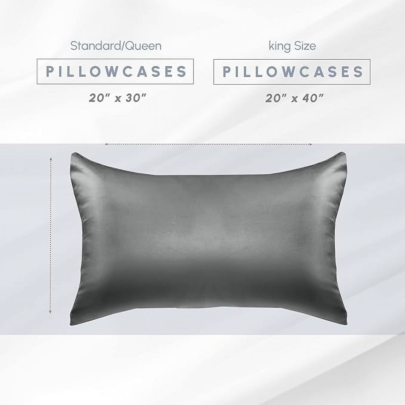 Cooling Viscose Satin Pillowcase 6-Pack Set with Hidden Zipper Closure, King, Gray